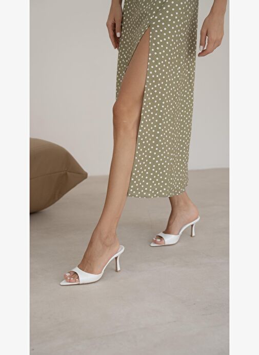 Yoro Beyaz Rugan Hakiki Deri Topuklu Ayakkabı - Görsel 5