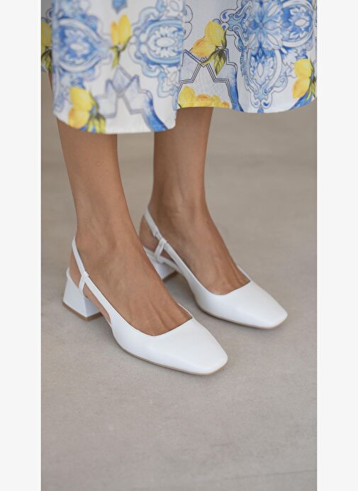 Vardy Beyaz Hakiki Deri Topuklu Ayakkabı - Görsel 3