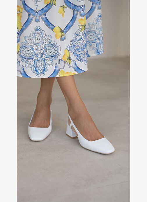 Vardy Beyaz Hakiki Deri Topuklu Ayakkabı - Görsel 6