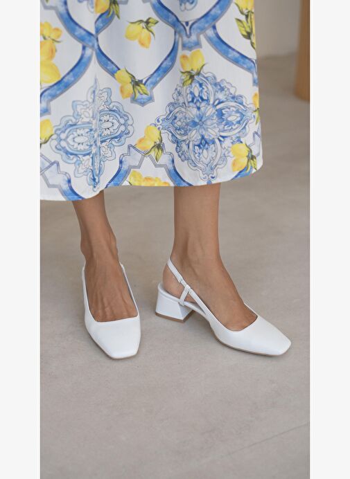 Vardy Beyaz Hakiki Deri Topuklu Ayakkabı - Görsel 2