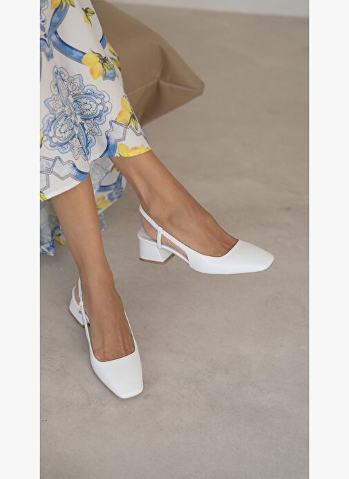 Vardy Beyaz Hakiki Deri Topuklu Ayakkabı - Görsel 4