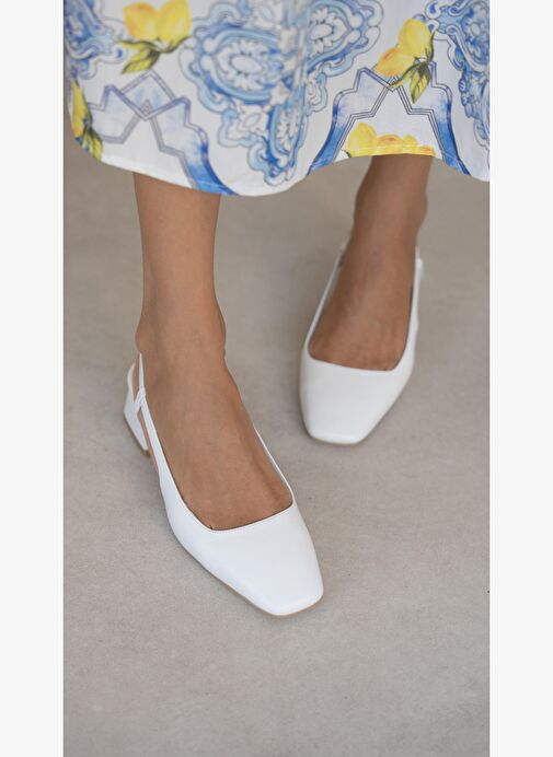 Vardy Beyaz Hakiki Deri Topuklu Ayakkabı - Görsel 5