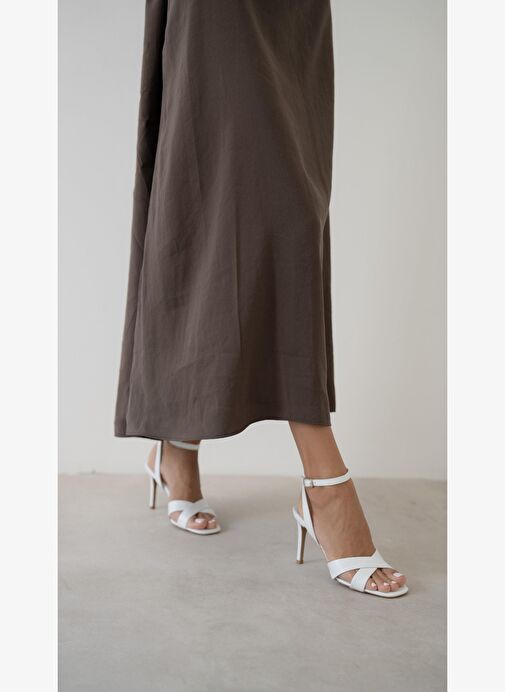 Napa Beyaz Hakiki Deri Topuklu Ayakkabı - Görsel 2