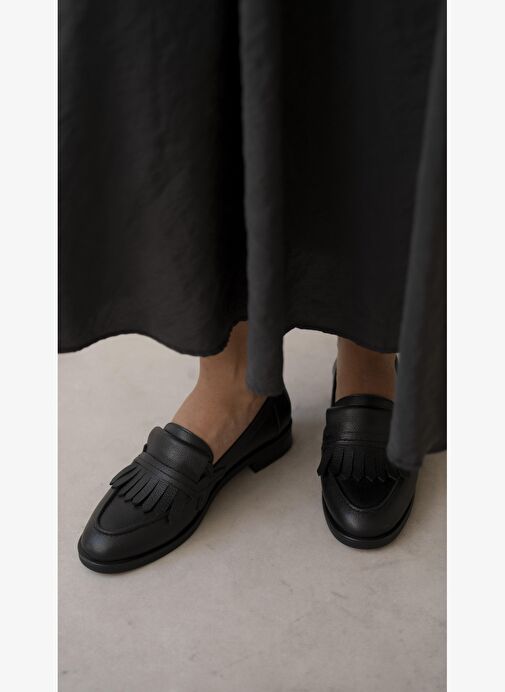 Poet Siyah Hakiki Deri Kadın MAKOSEN - Görsel 4