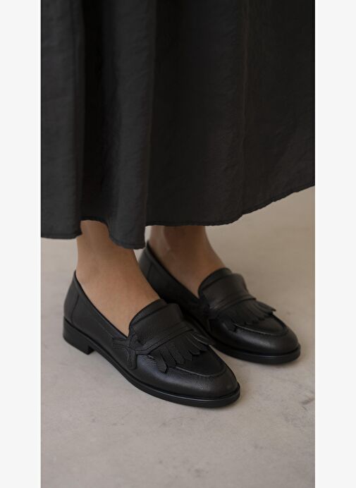 Poet Siyah Hakiki Deri Kadın MAKOSEN - Görsel 6