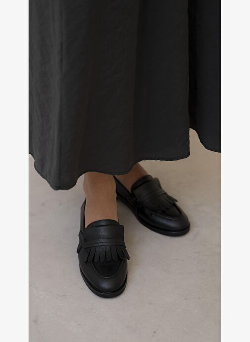 Poet Siyah Hakiki Deri Kadın MAKOSEN - Görsel 3