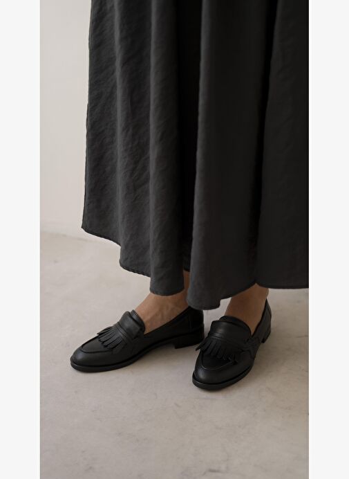 Poet Siyah Hakiki Deri Kadın MAKOSEN - Görsel 5