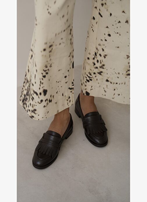 Poet Kahve Hakiki Deri Kadın MAKOSEN - Görsel 4