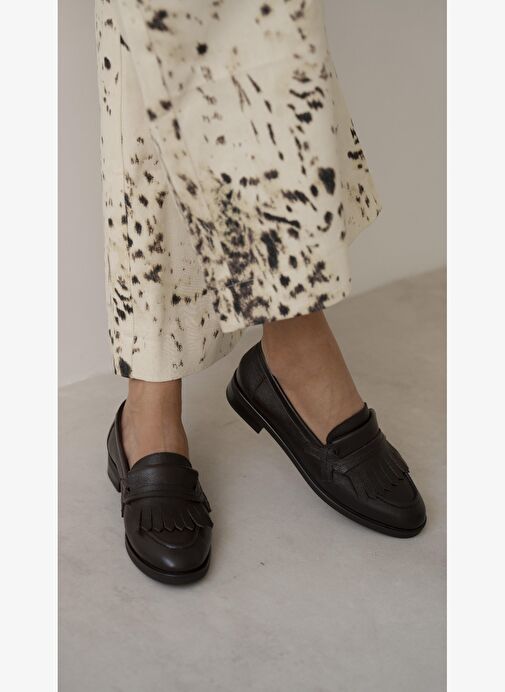 Poet Kahve Hakiki Deri Kadın MAKOSEN - Görsel 5