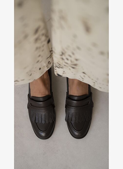 Poet Kahve Hakiki Deri Kadın MAKOSEN - Görsel 3