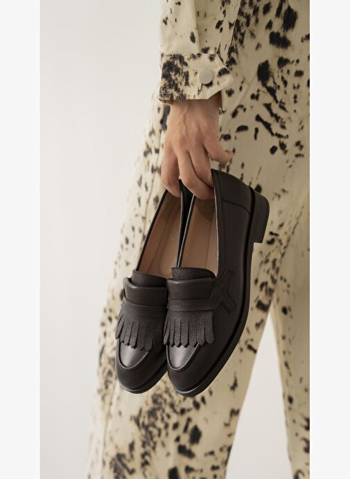 Poet Kahve Hakiki Deri Kadın MAKOSEN - Görsel 2