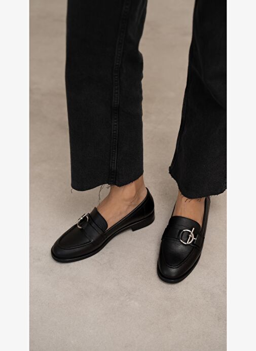 Fern Siyah Hakiki Deri Kadın MAKOSEN - Görsel 5