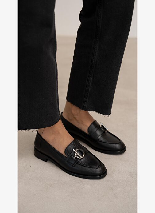 Fern Siyah Hakiki Deri Kadın MAKOSEN - Görsel 3