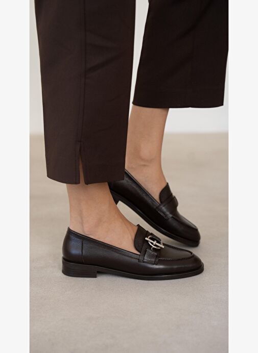 Fern Kahve Hakiki Deri Kadın MAKOSEN - Görsel 5