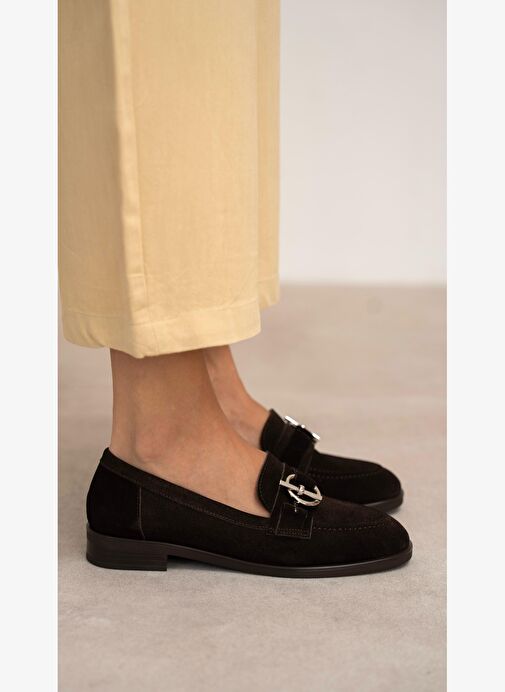 Fern Kahve Süet Hakiki Deri Kadın Makosen Ayakkabı - Görsel 2