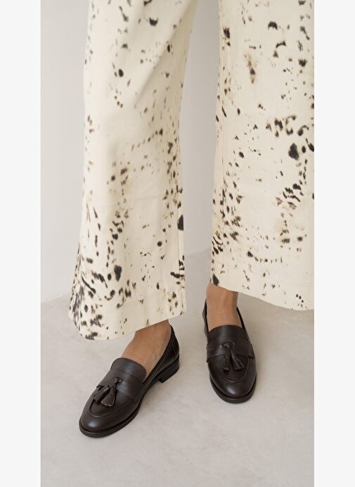 Pippa Kahve Hakiki Deri Kadın Makosen Ayakkabı - Görsel 4