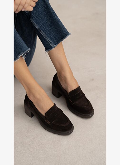 Caly Kahve Süet Hakiki Deri Kadın Makosen Ayakkabı - Görsel 4