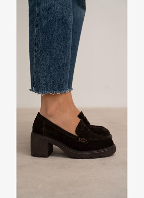 Caly Kahve Süet Hakiki Deri Kadın Makosen Ayakkabı - Görsel 2