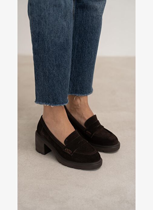 Caly Kahve Süet Hakiki Deri Kadın Makosen Ayakkabı - Görsel 5