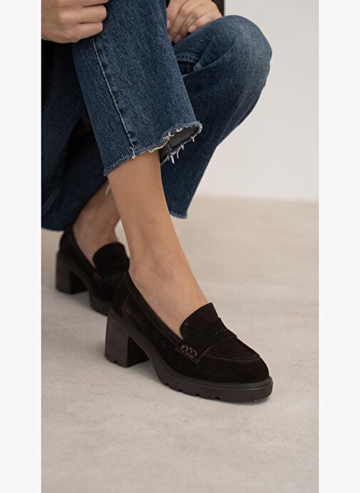 Caly Kahve Süet Hakiki Deri Kadın Makosen Ayakkabı - Görsel 3