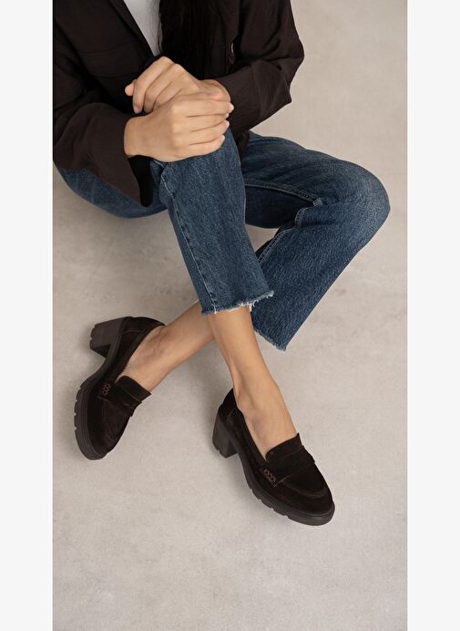 Caly Kahve Süet Hakiki Deri Kadın Makosen Ayakkabı - Görsel 6