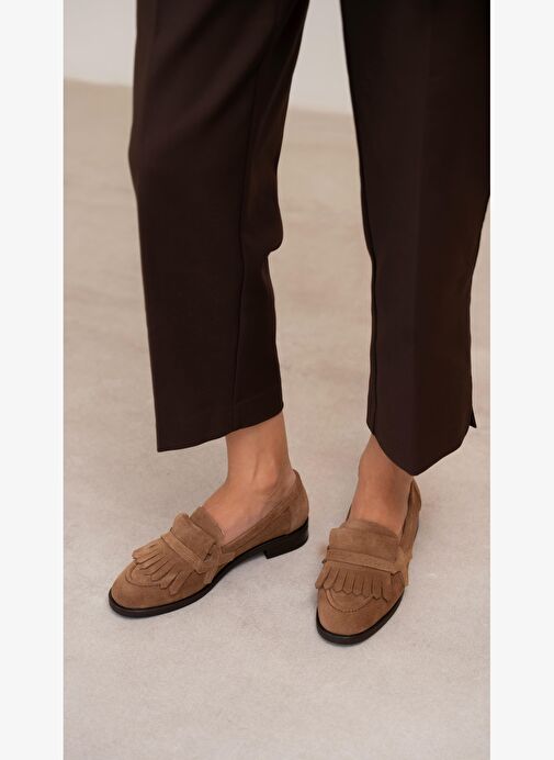 Poet Camel Süet Hakiki Deri Kadın MAKOSEN - Görsel 2