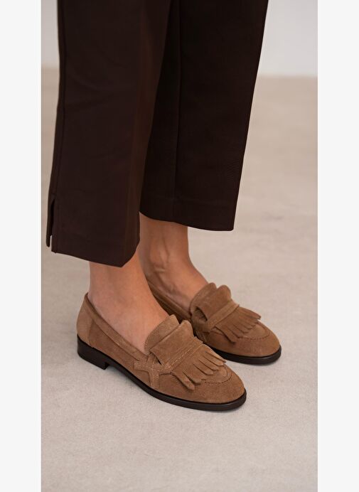 Poet Camel Süet Hakiki Deri Kadın MAKOSEN - Görsel 3