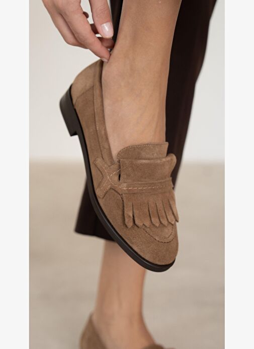 Poet Camel Süet Hakiki Deri Kadın MAKOSEN - Görsel 4