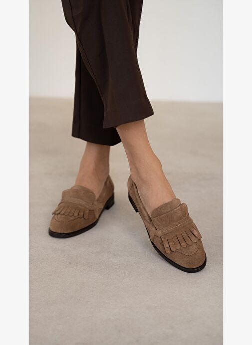 Poet Camel Süet Hakiki Deri Kadın MAKOSEN - Görsel 5