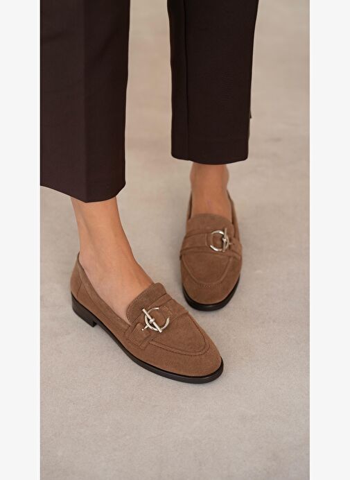 Fern Camel Süet Hakiki Deri Kadın Makosen Ayakkabı - Görsel 4