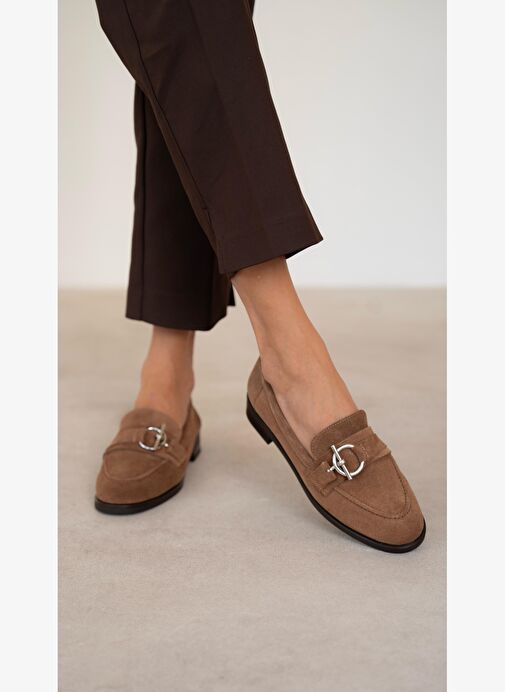 Fern Camel Süet Hakiki Deri Kadın Makosen Ayakkabı - Görsel 2