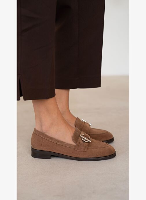 Fern Camel Süet Hakiki Deri Kadın Makosen Ayakkabı - Görsel 3