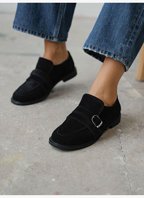 Ovel Siyah Hakiki Süet Kadın MAKOSEN - Görsel 5