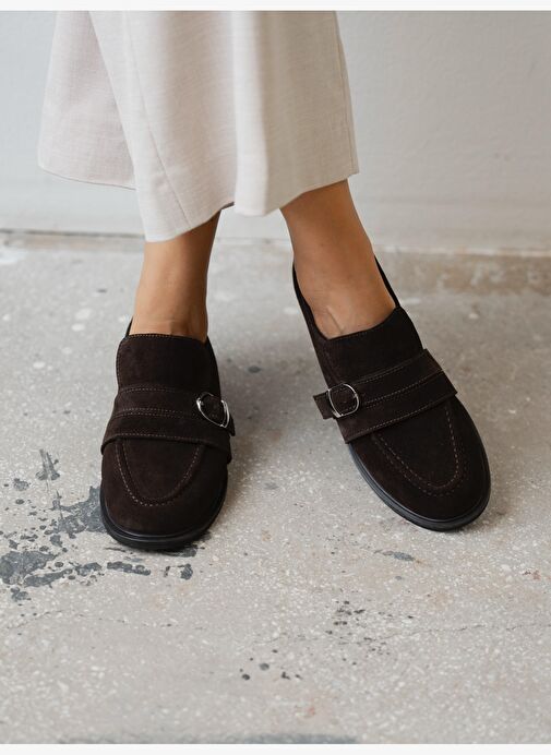 Ovel Kahve Hakiki Süet Kadın MAKOSEN - Görsel 2