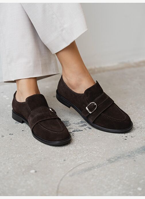 Ovel Kahve Hakiki Süet Kadın MAKOSEN - Görsel 4