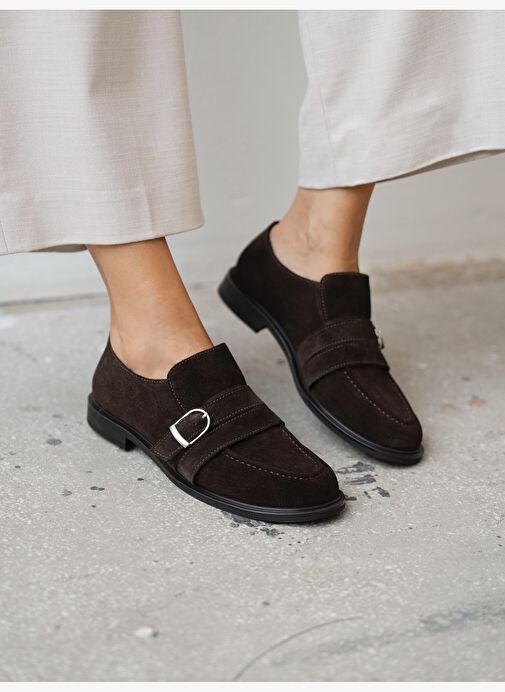 Ovel Kahve Hakiki Süet Kadın MAKOSEN - Görsel 3