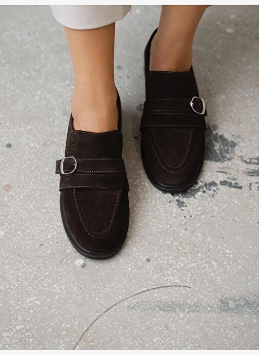 Ovel Kahve Hakiki Süet Kadın MAKOSEN - Görsel 5