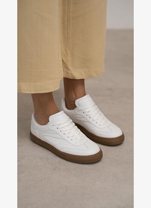 Faye Beyaz Düz Taban Kadın Bağcıklı Spor Ayakkabı - Görsel 7