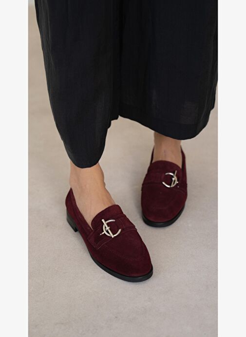 Fern Bordo Süet Hakiki Deri Kadın MAKOSEN - Görsel 5