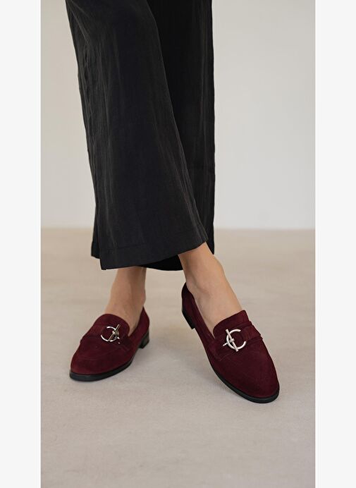 Fern Bordo Süet Hakiki Deri Kadın MAKOSEN - Görsel 4