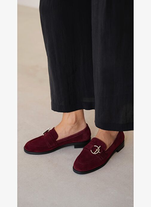 Fern Bordo Süet Hakiki Deri Kadın MAKOSEN - Görsel 2