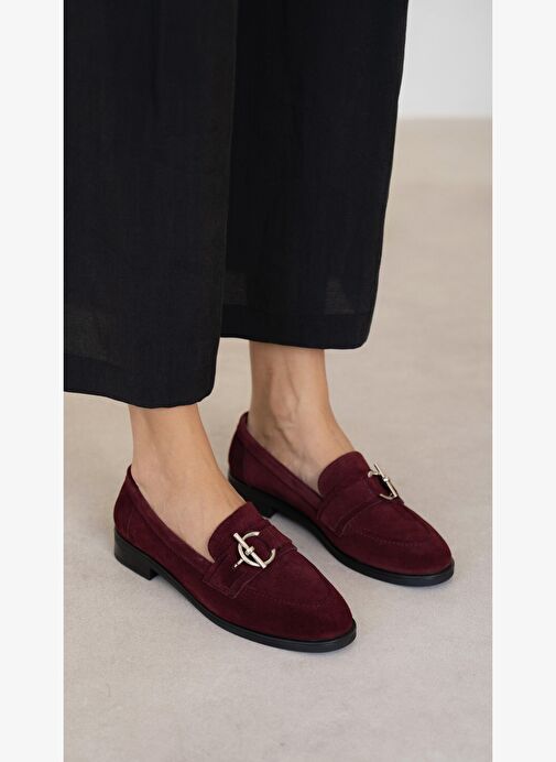 Fern Bordo Süet Hakiki Deri Kadın MAKOSEN - Görsel 3