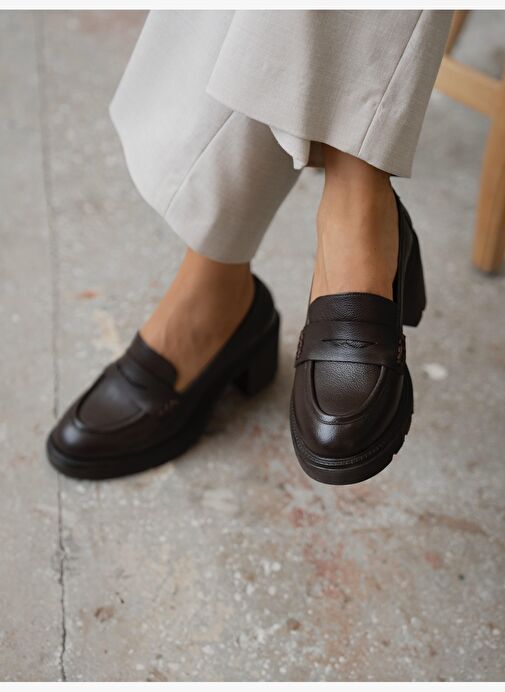 Caly Kahve Hakiki Deri Kadın MAKOSEN - Görsel 2