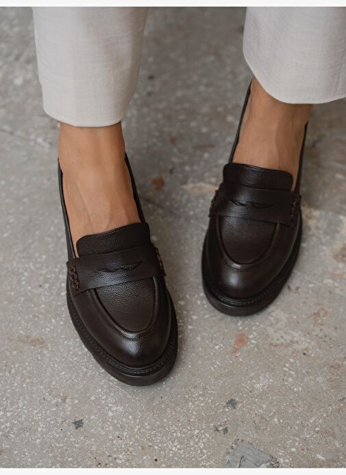 Caly Kahve Hakiki Deri Kadın MAKOSEN - Görsel 4