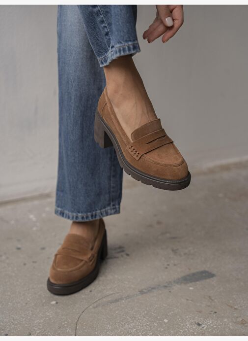 Caly Camel Süet Hakiki Deri Kadın MAKOSEN - Görsel 4