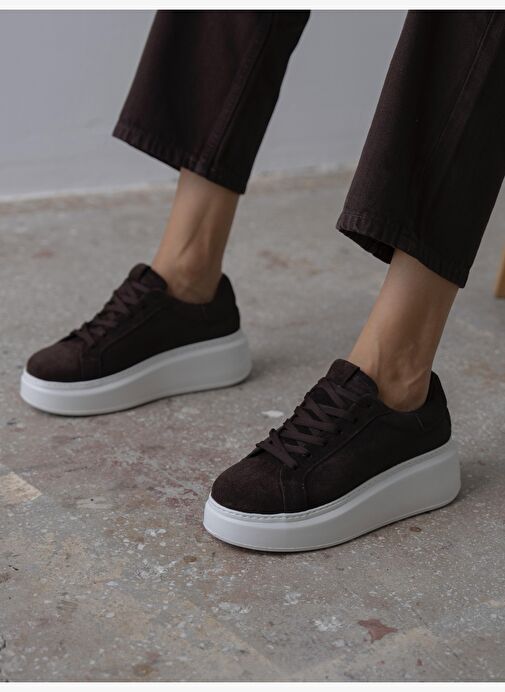 Varen Kahve Süet Hakiki Deri Kadın Spor Ayakkabi - Görsel 3