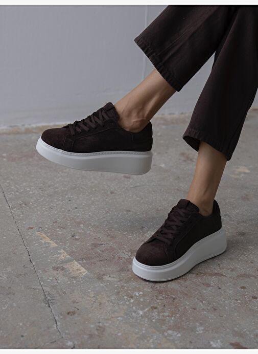 Varen Kahve Süet Hakiki Deri Kadın Spor Ayakkabi - Görsel 4