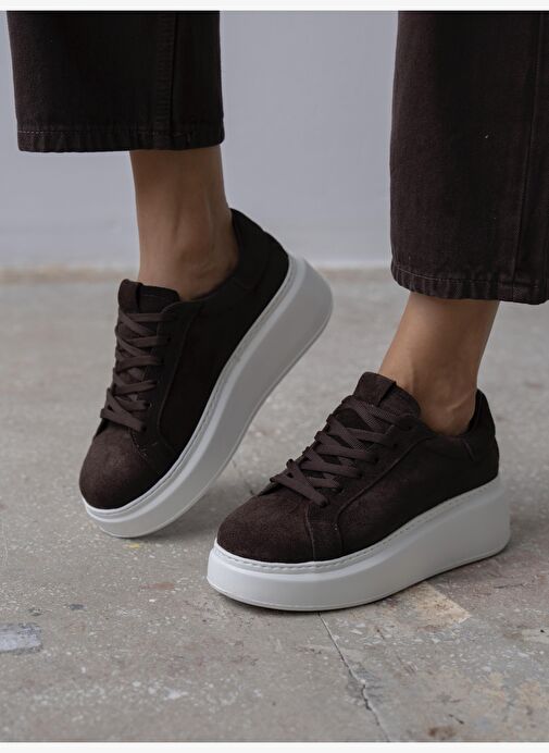 Varen Kahve Süet Hakiki Deri Kadın Spor Ayakkabi - Görsel 5