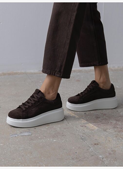 Varen Kahve Süet Hakiki Deri Kadın Spor Ayakkabi - Görsel 2