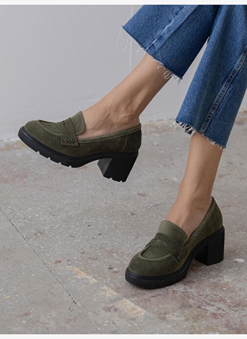 Caly Haki Süet Hakiki Deri Kadın MAKOSEN - Görsel 2